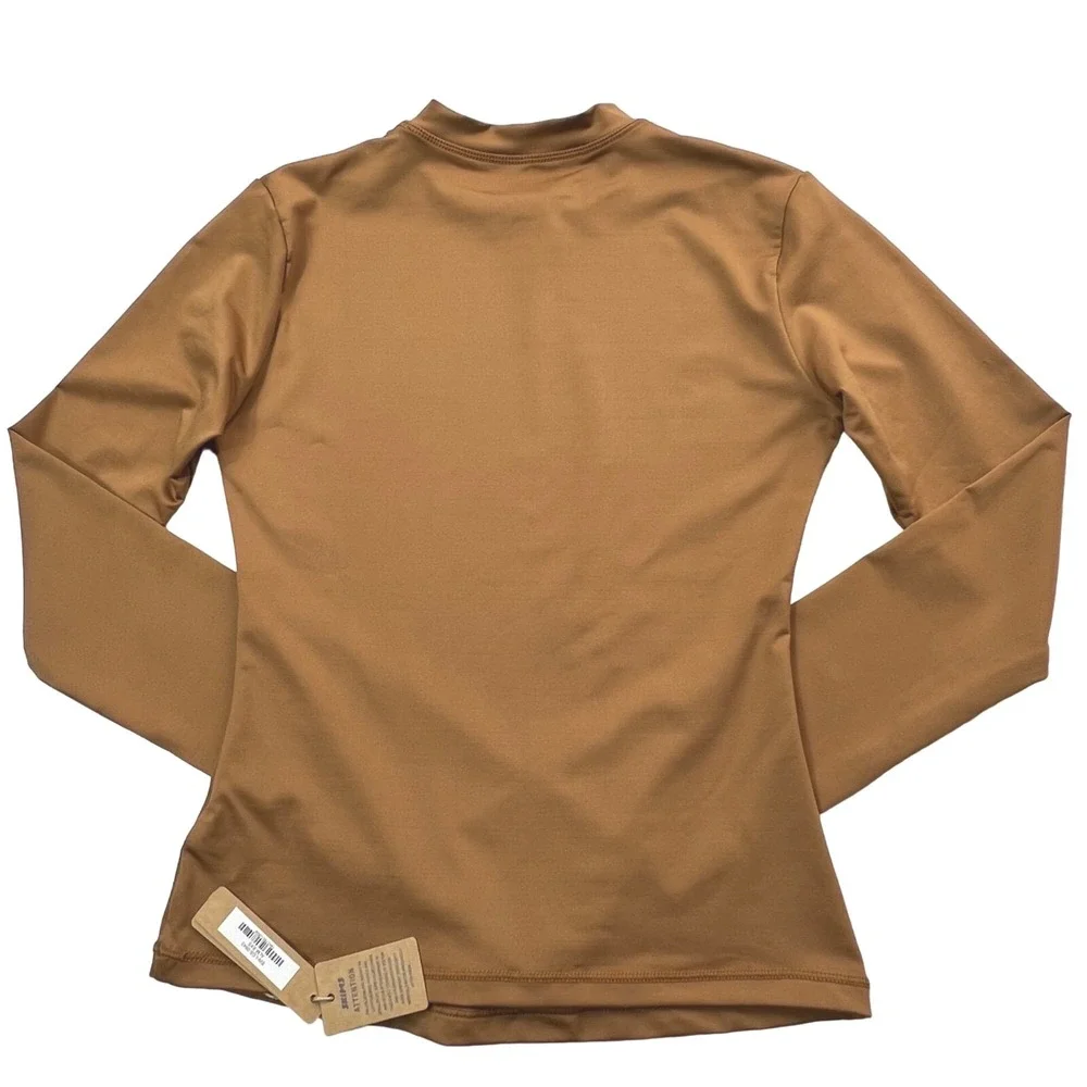 SKIMS Swim Long Sleeve Shirt Almond Womens XXS Rash Guard‎